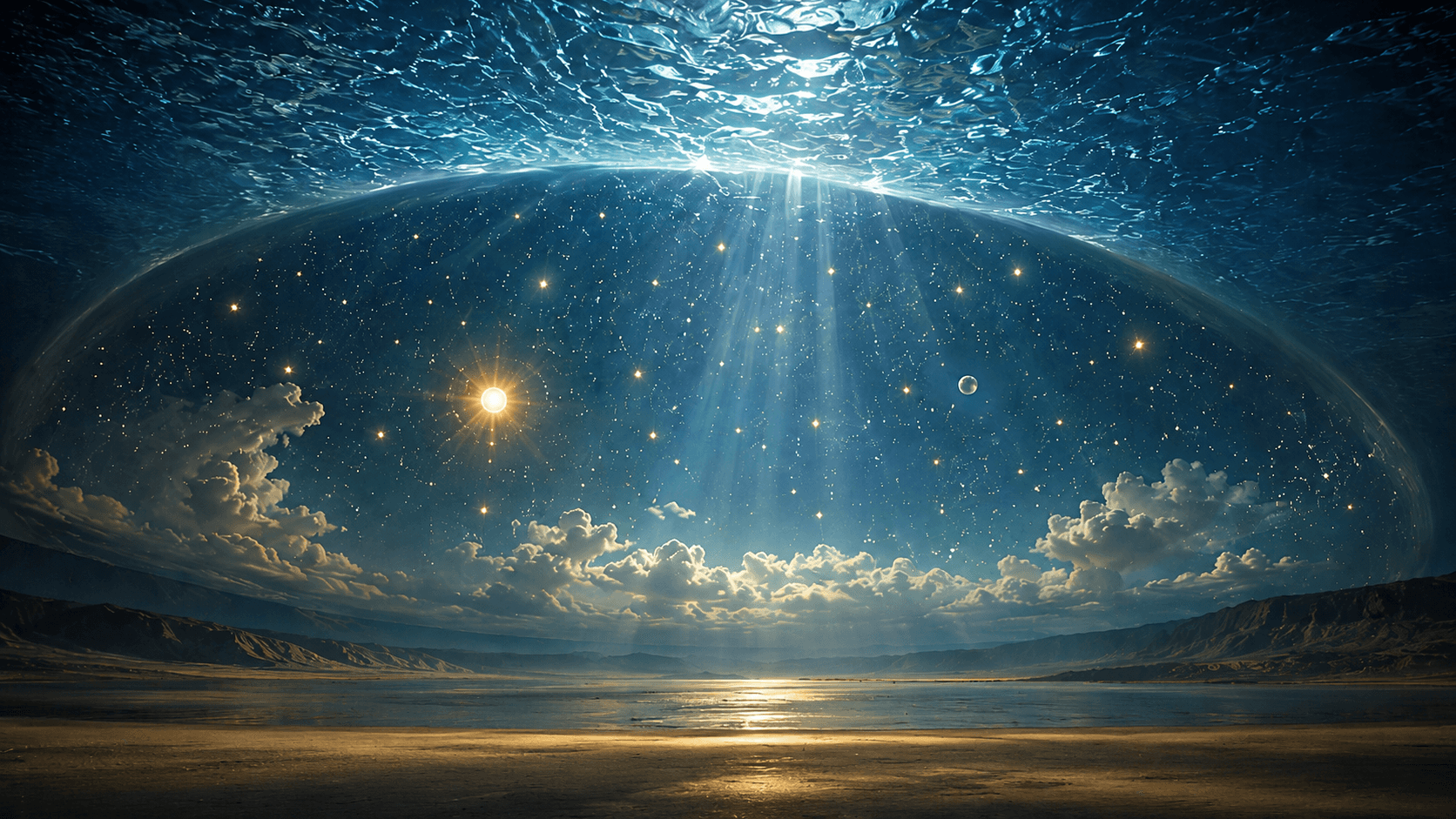 “Let there be a firmament in the midst of the waters … the waters which were above the firmament.” (Genesis 1:6–7)